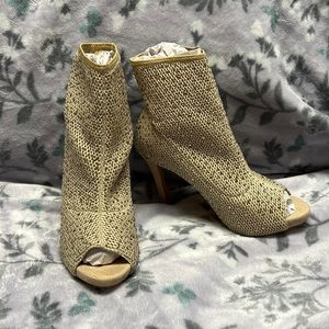 Gold Mesh Open-Toe Bootie